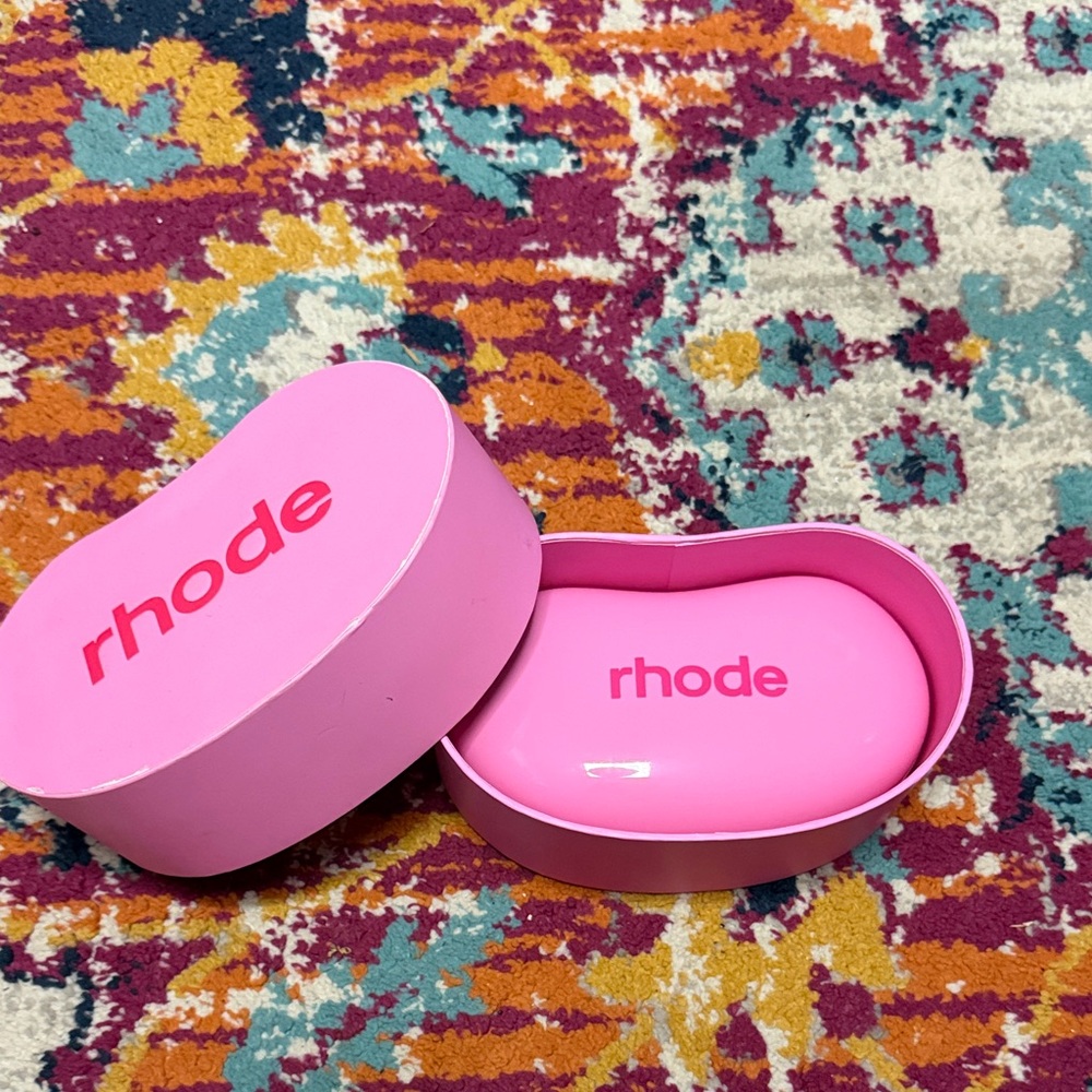 RHODE Pink Bean-Shaped Box with Pink Bean Bag & Cosmetic Case